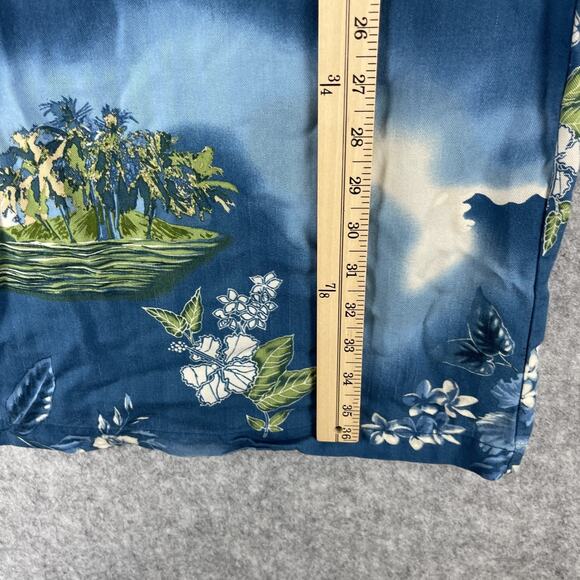 Vintage Marsh Landing Hawaiian Dress Womens Medium Blue Tropical Aloha Rayon - Picture 5 of 12